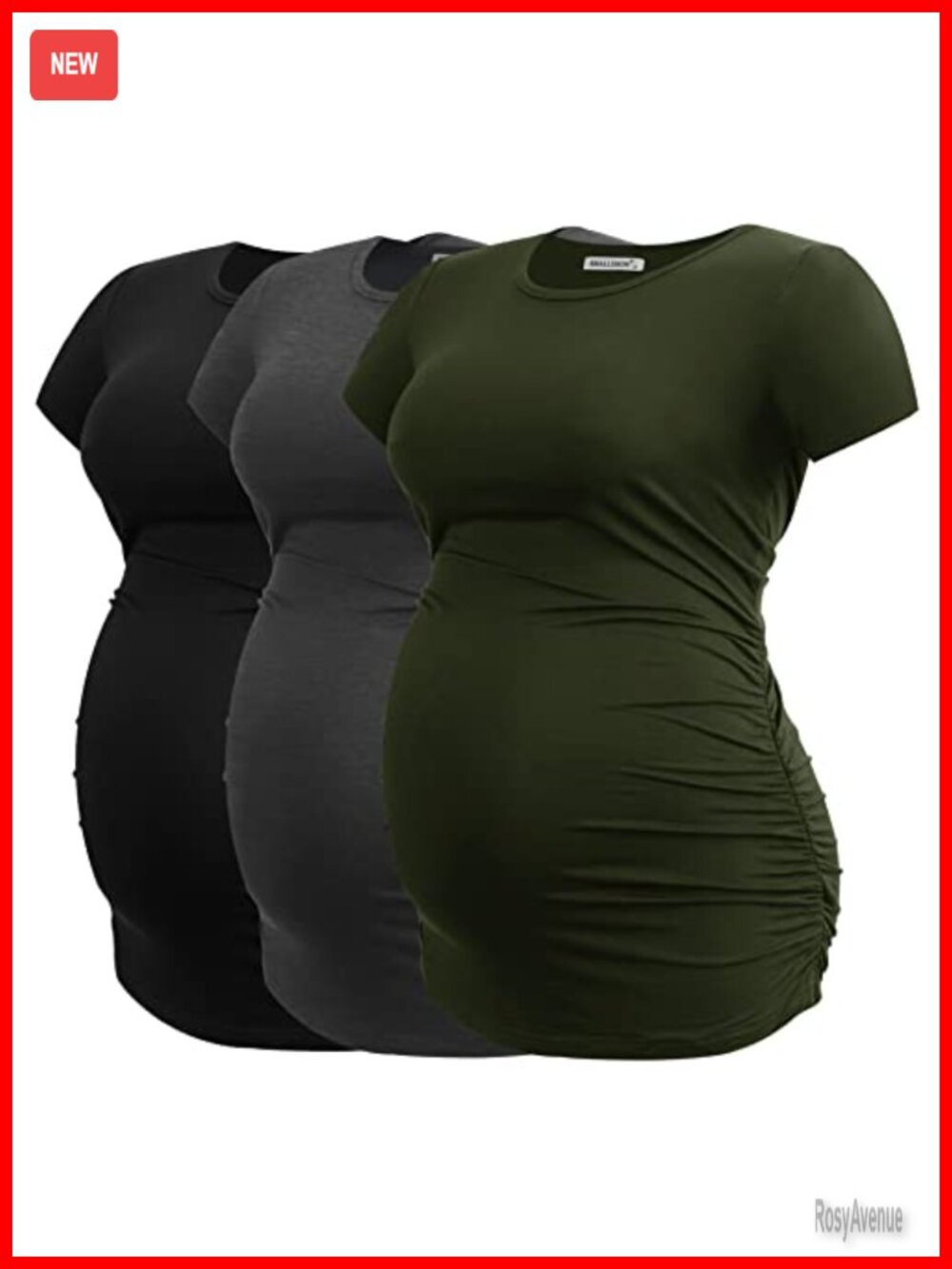 Women's Side Ruched Tunic Maternity Shirts 3 Pack
